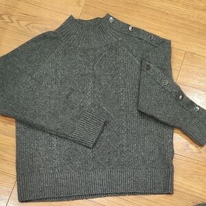 Talbots Charcoal Turtleneck Sweater with Button Accents and Skirt Set